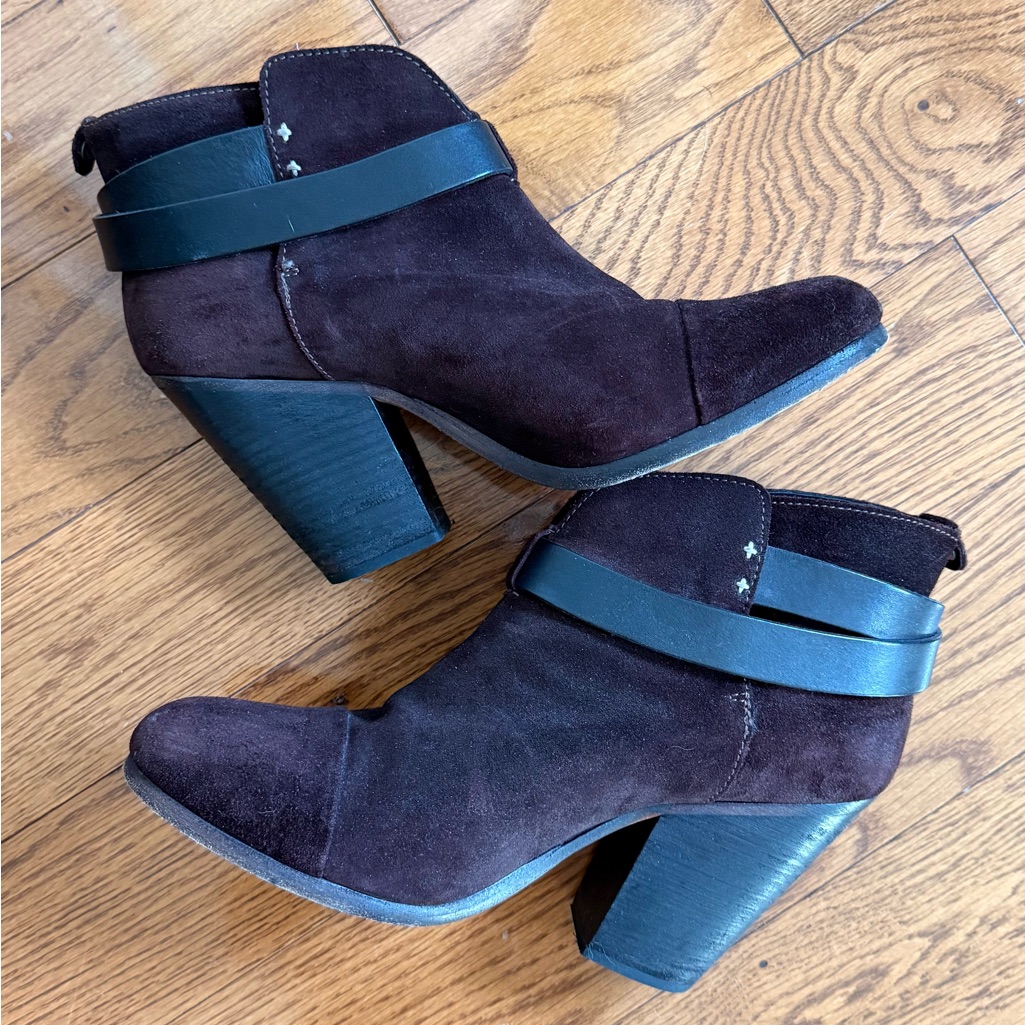 Rag & Bone Dark Burgundy Suede Ankle Boots